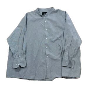 Winston Mens Gray Cotton Mandarin Nehru Collar Long Sleeve Button Down Shirt 5XL